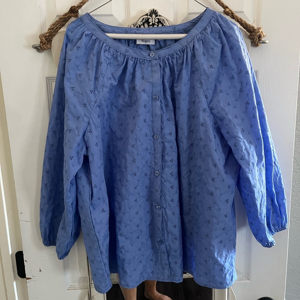 Blue Eyelet Blouse